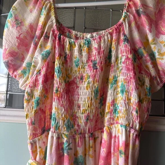 Floral peasant dress boho cottage core spring XL Indigo Rose - Picture 2 of 7